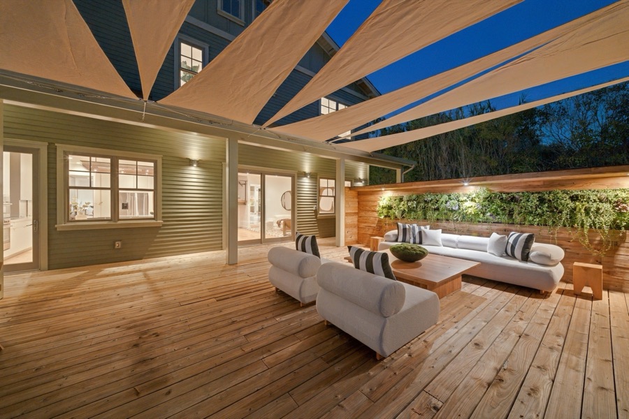 Deck lounge at dusk